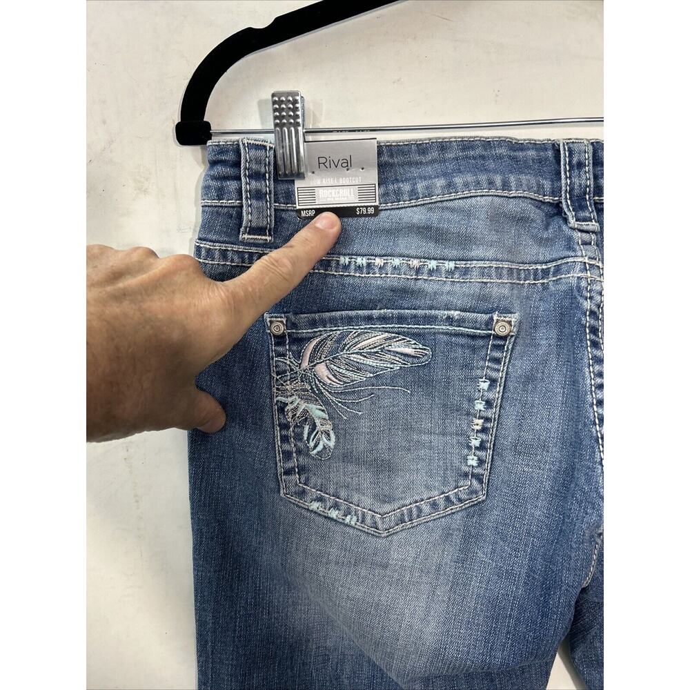 Rock & Roll Cowgirl Low Rise Bootcut Med Acid Wash Jeans Womens Size‎ 32x32 NWT - Picture 7 of 15